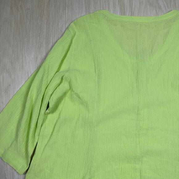 Women Within Lime Green Hankerchief Hem V-Neck Henley Weekend Wear Tunic Plus 1X - Picture 15 of 16